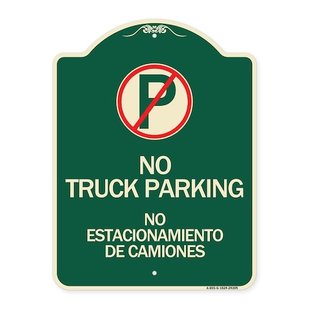 Signmission Bilingual No Parking No Truck Parking No Estacionamiento De Camiones Alum, 24" x 18", G-1824-24305 A-DES-G-1824-24305